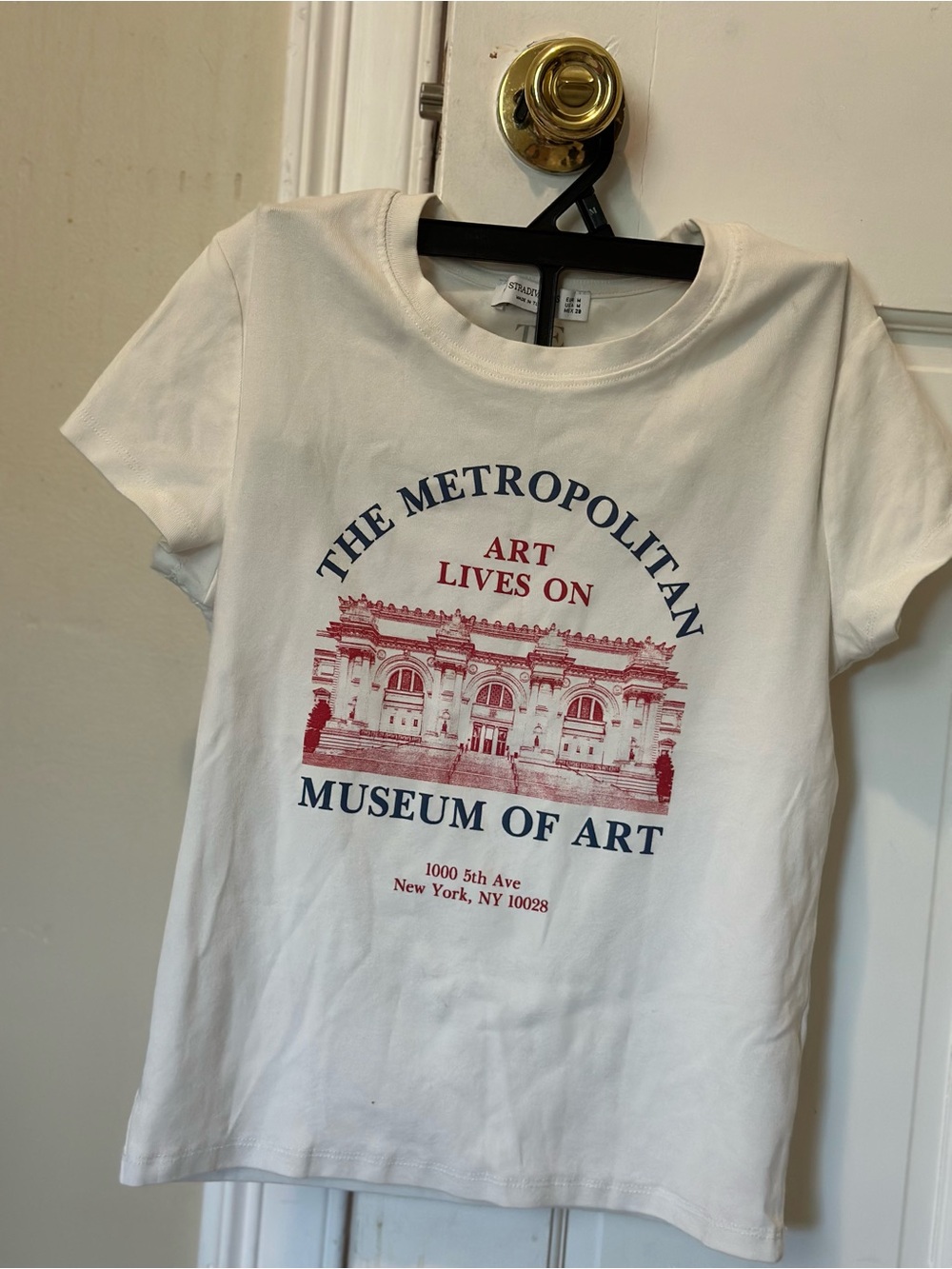 stradivarius White Tee with Red and Navy Museum Print
